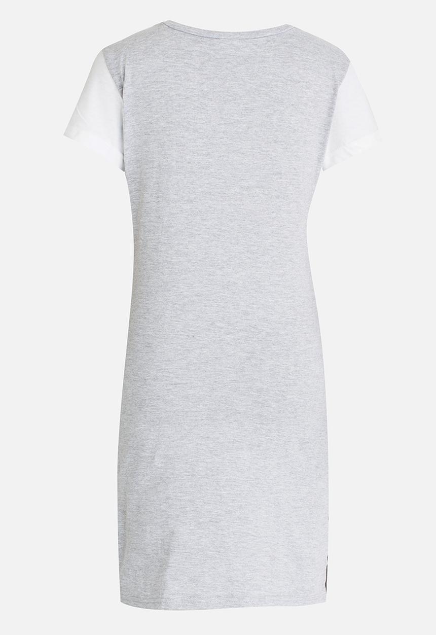 Twin Clothing - Cheerleader Printed Short Sleeve Dress Grey