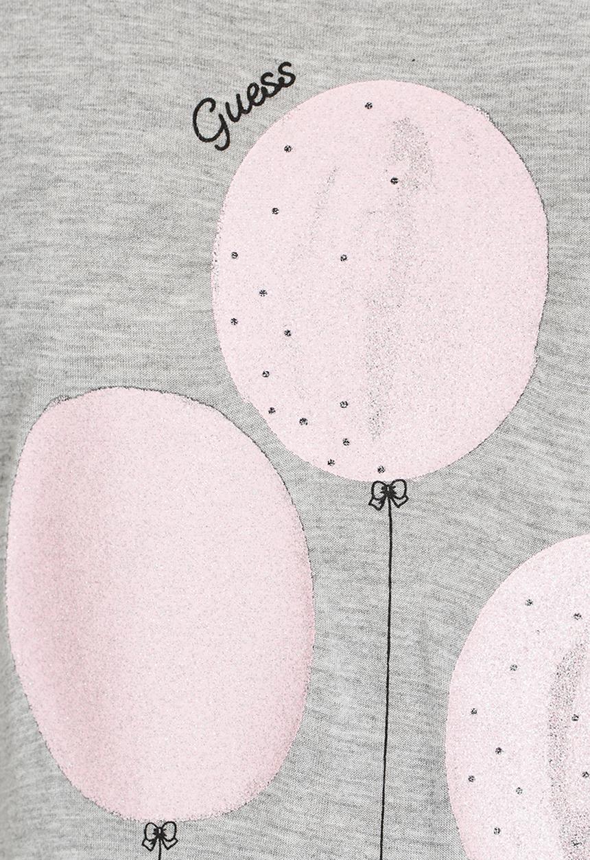 GUESS - Oversized Balloon Printed Top Pale Grey
