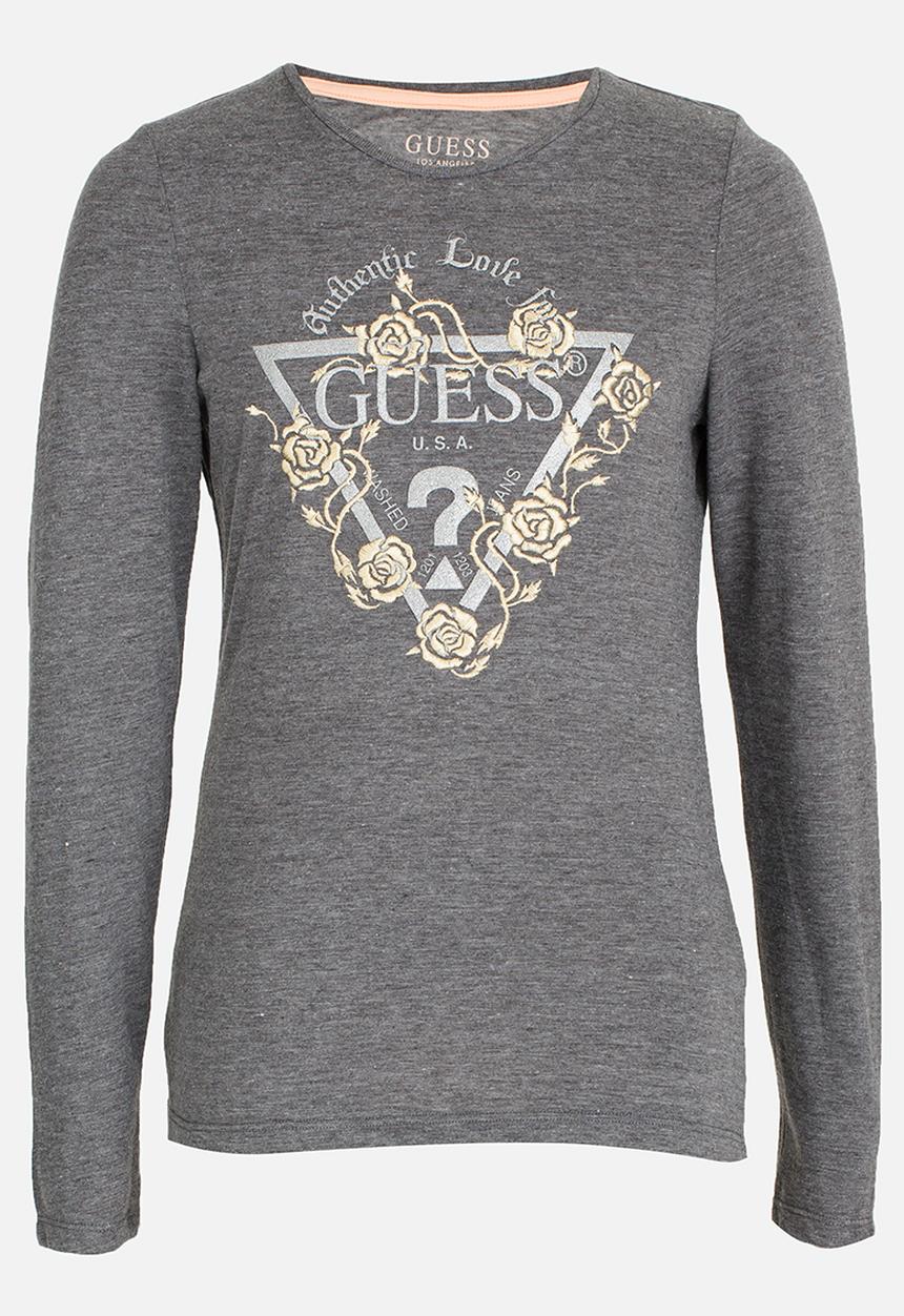GUESS - Girls Rose Embroidery Tee Grey