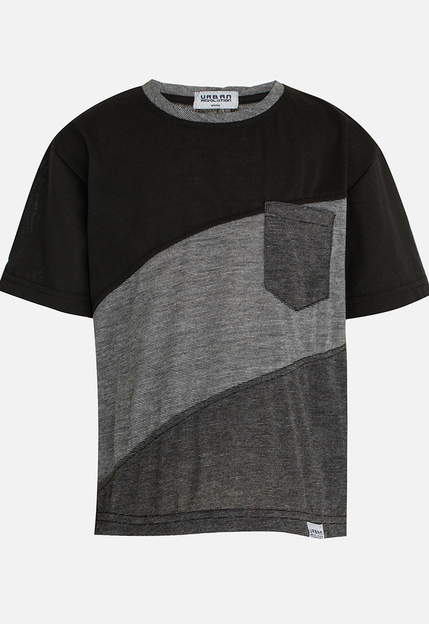 Twin Clothing - Short Sleeve Colour Block T-shirt Black