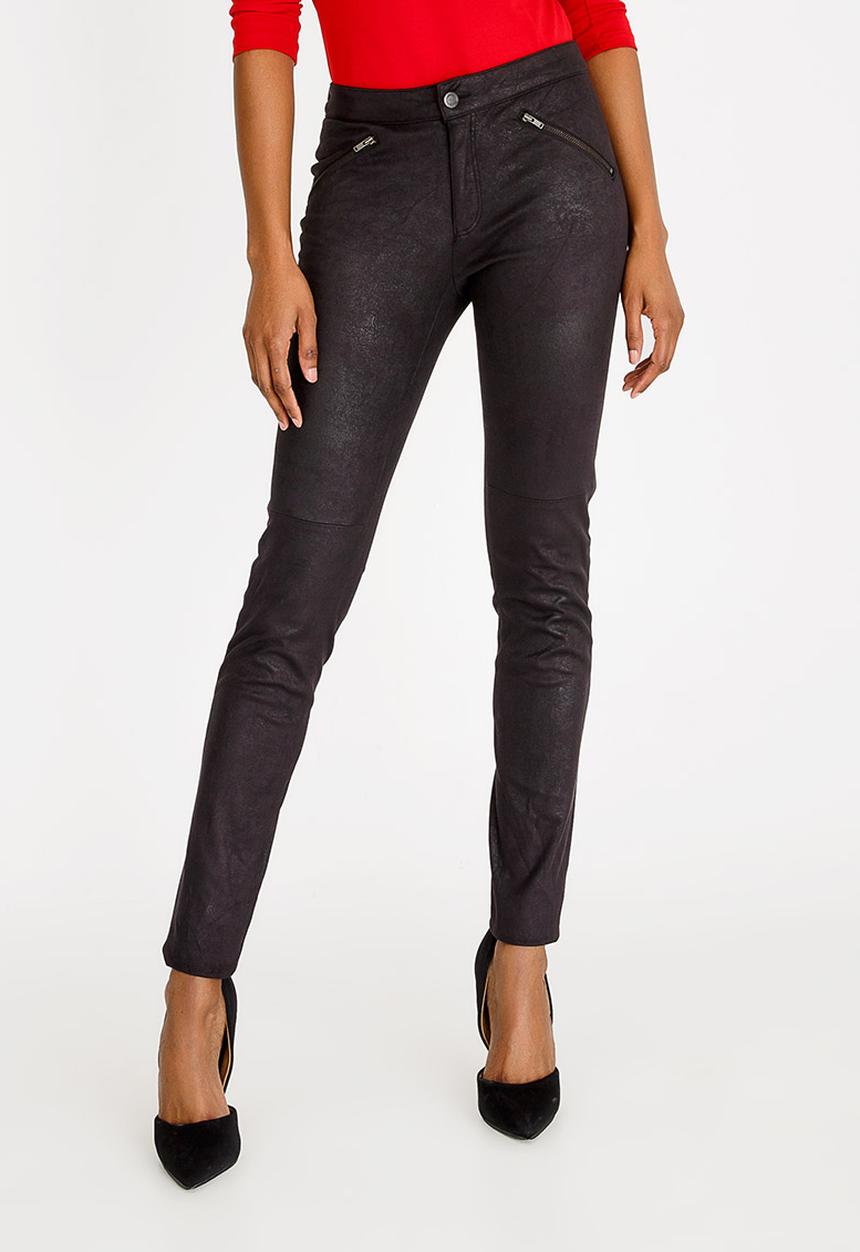 c(inch) - Suede Like Zip Detail Pants Black