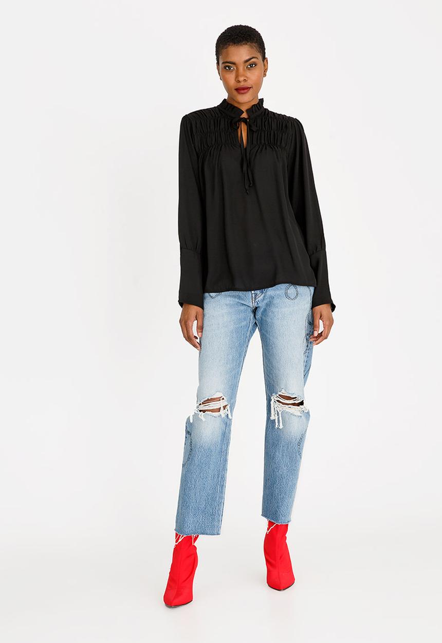 c(inch) - Tie Front Blouse Black