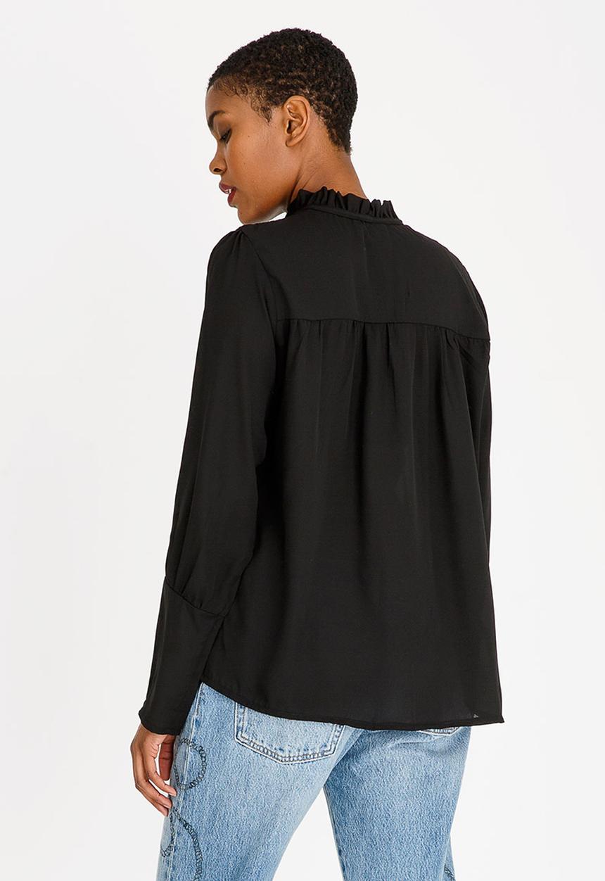 c(inch) - Tie Front Blouse Black