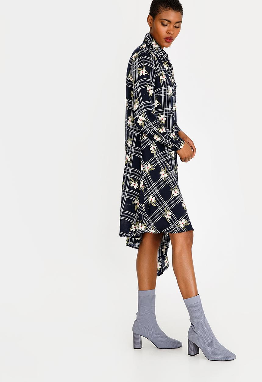 STYLE REPUBLIC - Asymmetrical Shirt Dress Navy