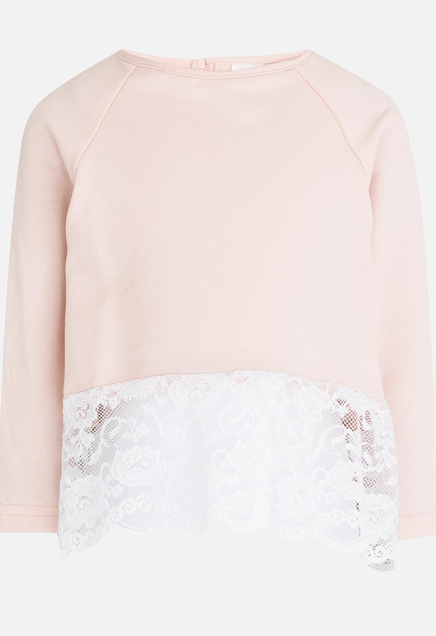 See-Saw - Lace Inset Sweater Pale Pink