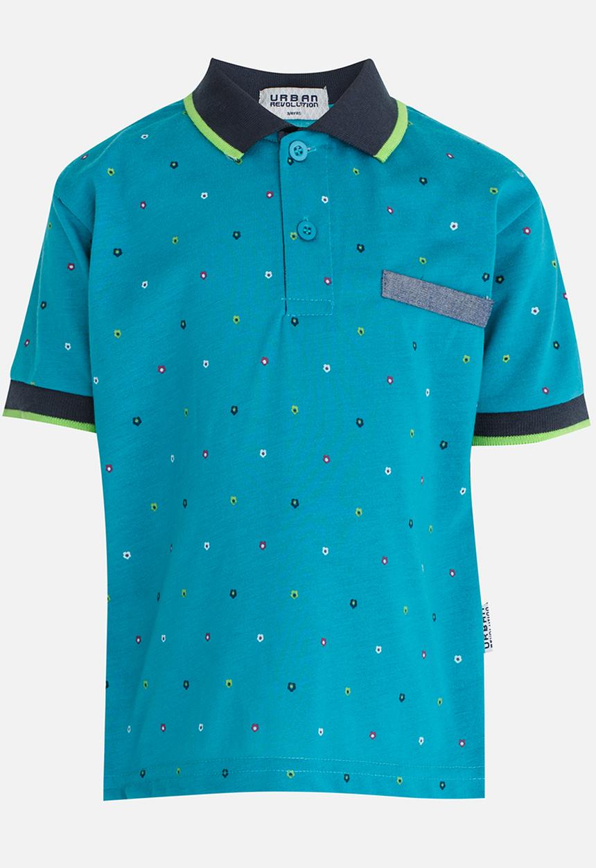 Twin Clothing - Printed Golfer T-shirt Turquoise