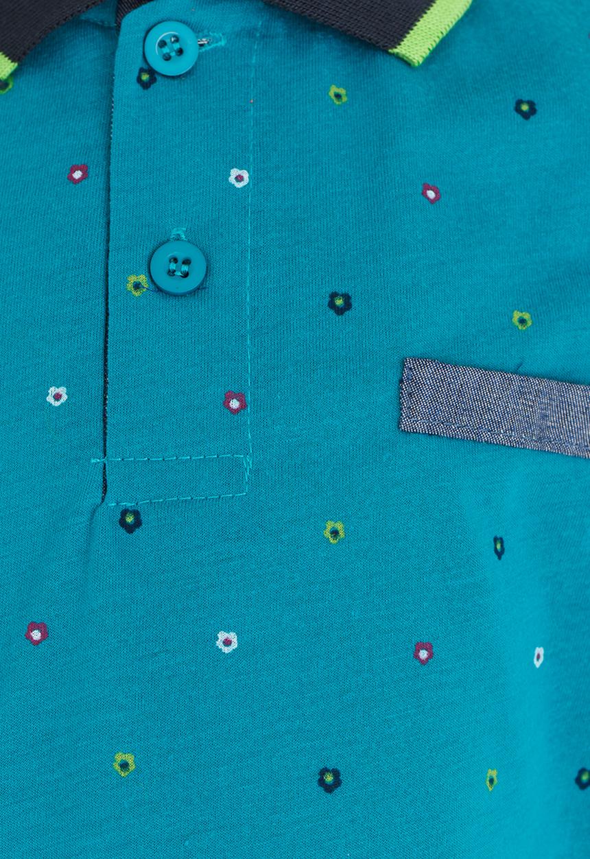 Twin Clothing - Printed Golfer T-shirt Turquoise