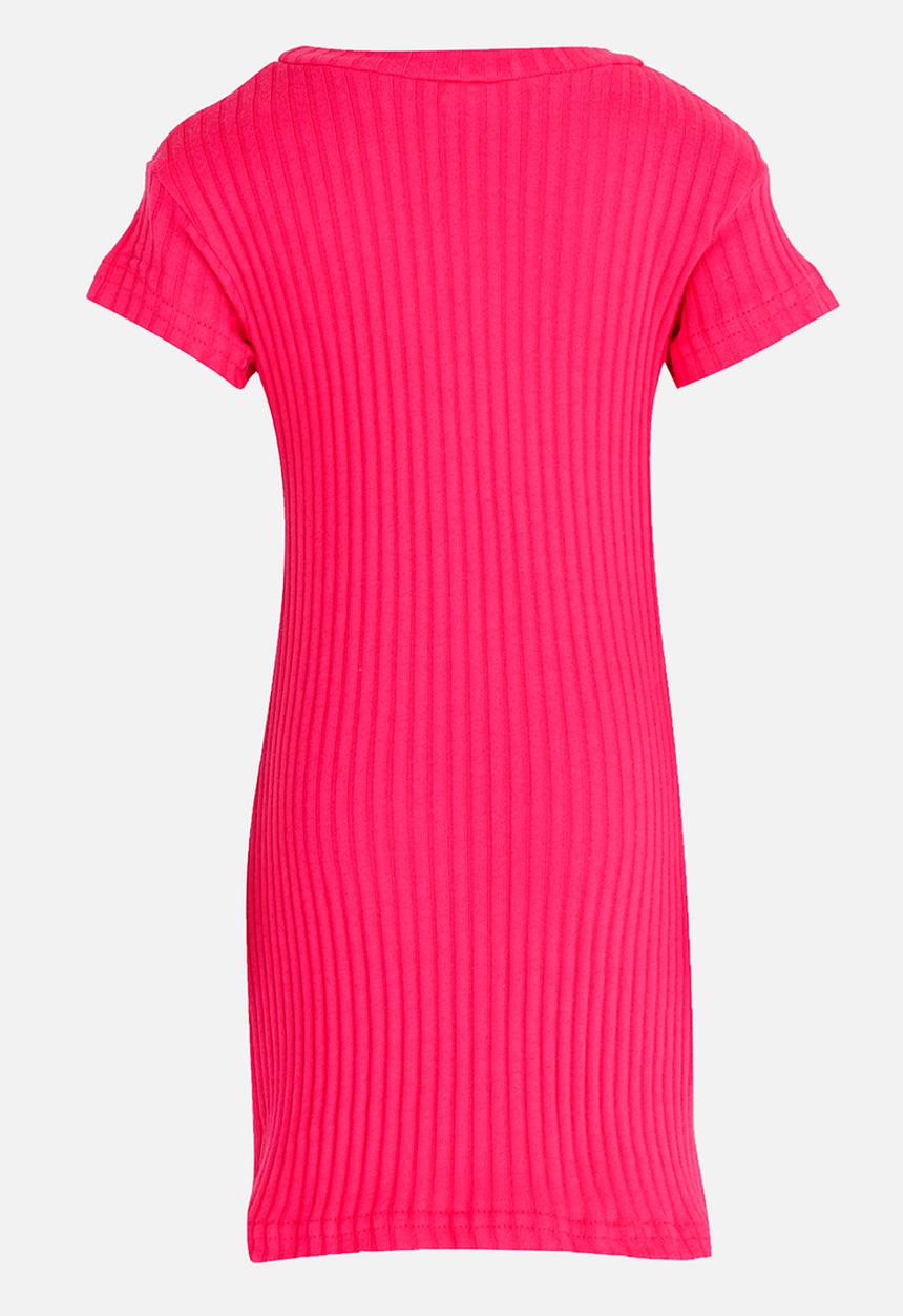 Pop Candy - Short sleeve ribbed printed dress - pink 