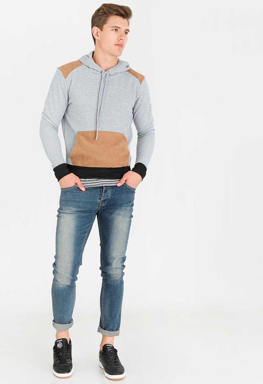 STYLE REPUBLIC - Quilted Fleece Hoody Grey