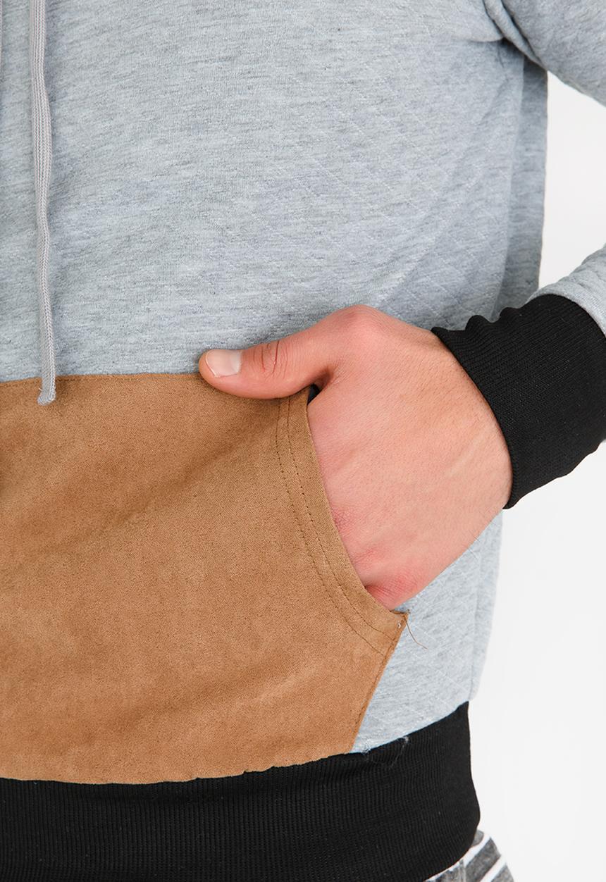 STYLE REPUBLIC - Quilted Fleece Hoody Grey