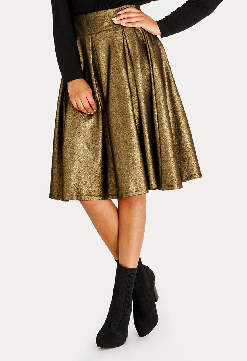 STYLE REPUBLIC - Fit And Flare Volume Midi Skirt Gold