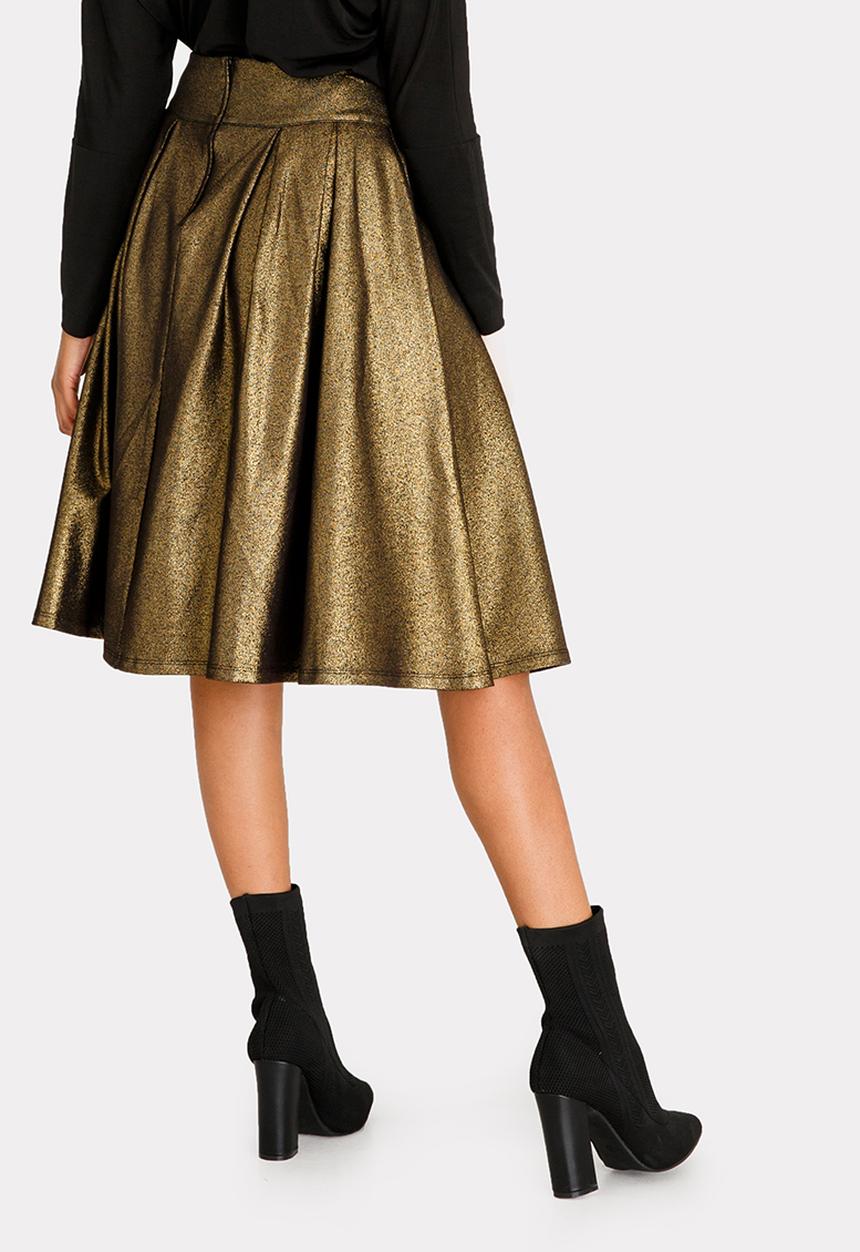 STYLE REPUBLIC - Fit And Flare Volume Midi Skirt Gold