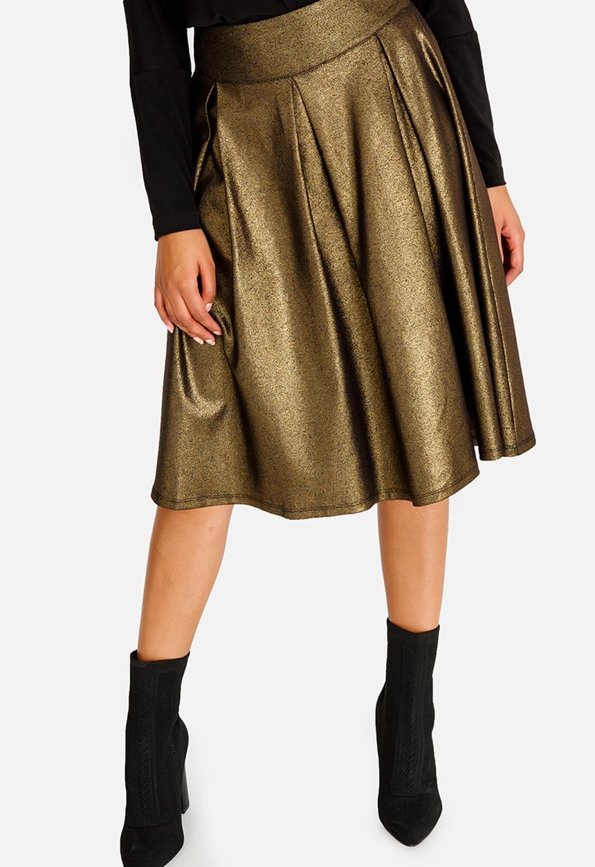 STYLE REPUBLIC - Fit And Flare Volume Midi Skirt Gold