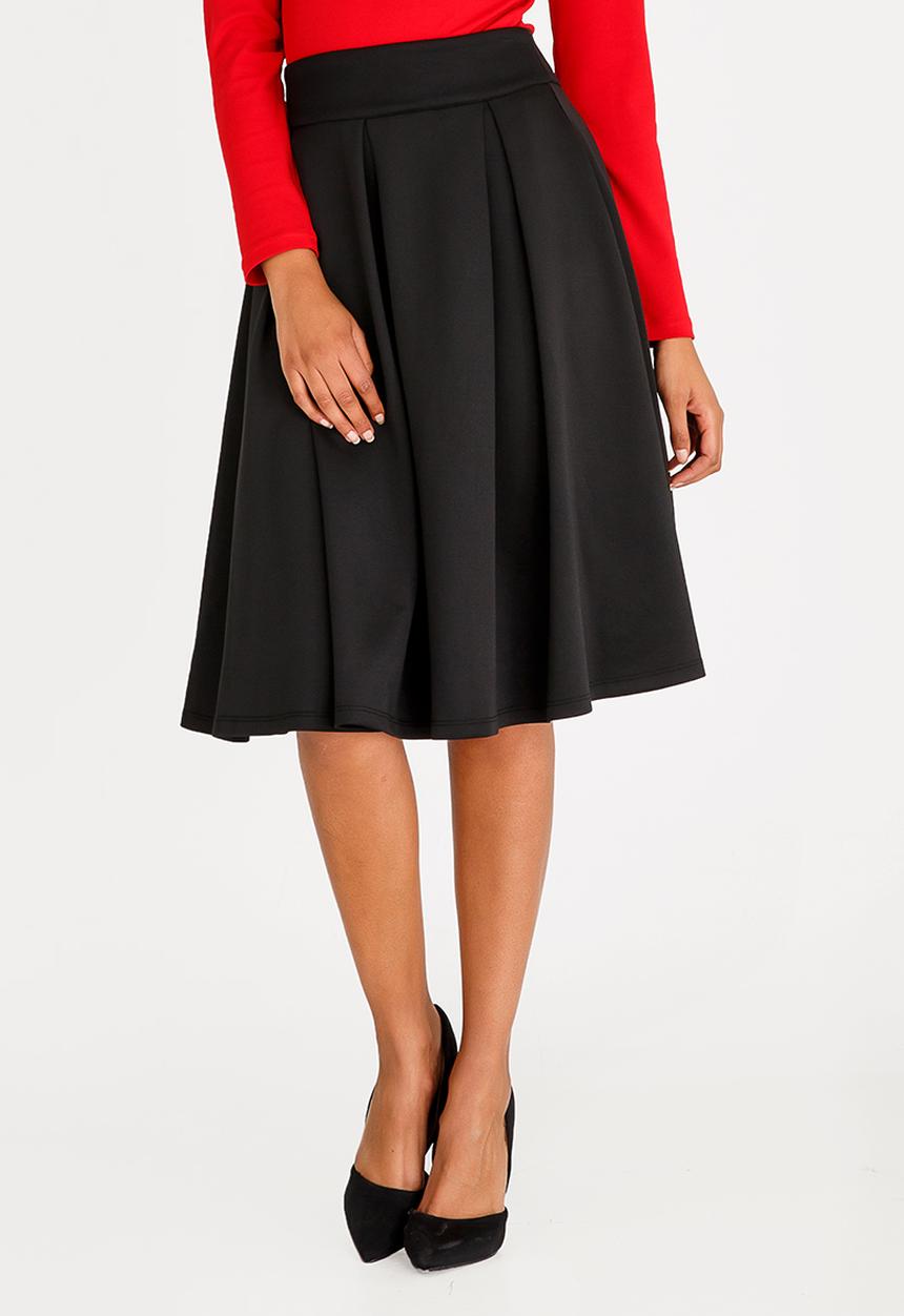 STYLE REPUBLIC - Fit And Flare Volume Midi Skirt Black