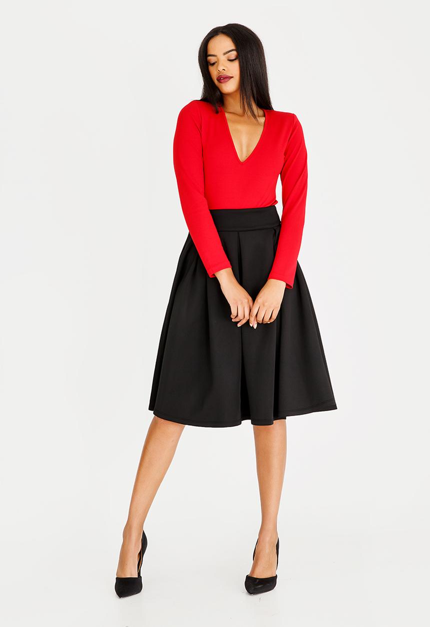 STYLE REPUBLIC - Fit And Flare Volume Midi Skirt Black