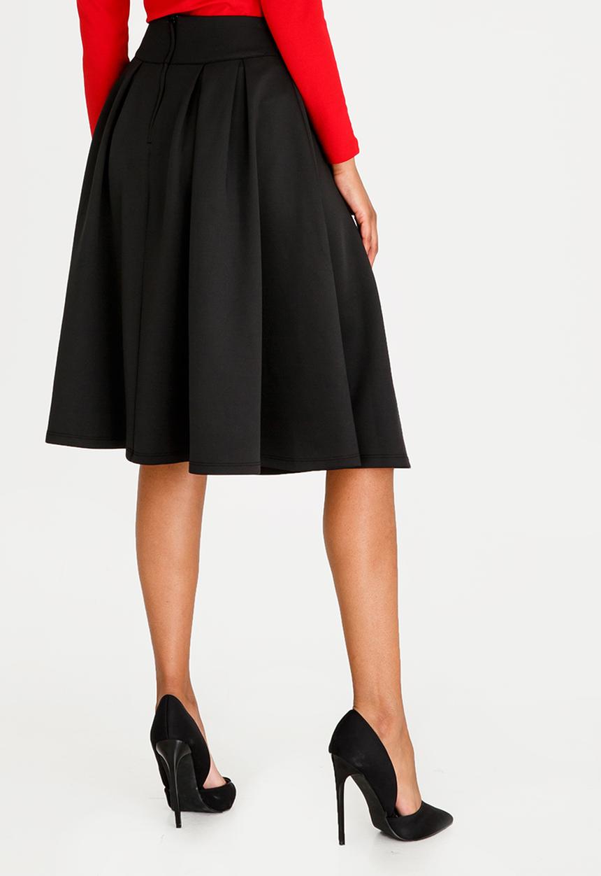 STYLE REPUBLIC - Fit And Flare Volume Midi Skirt Black