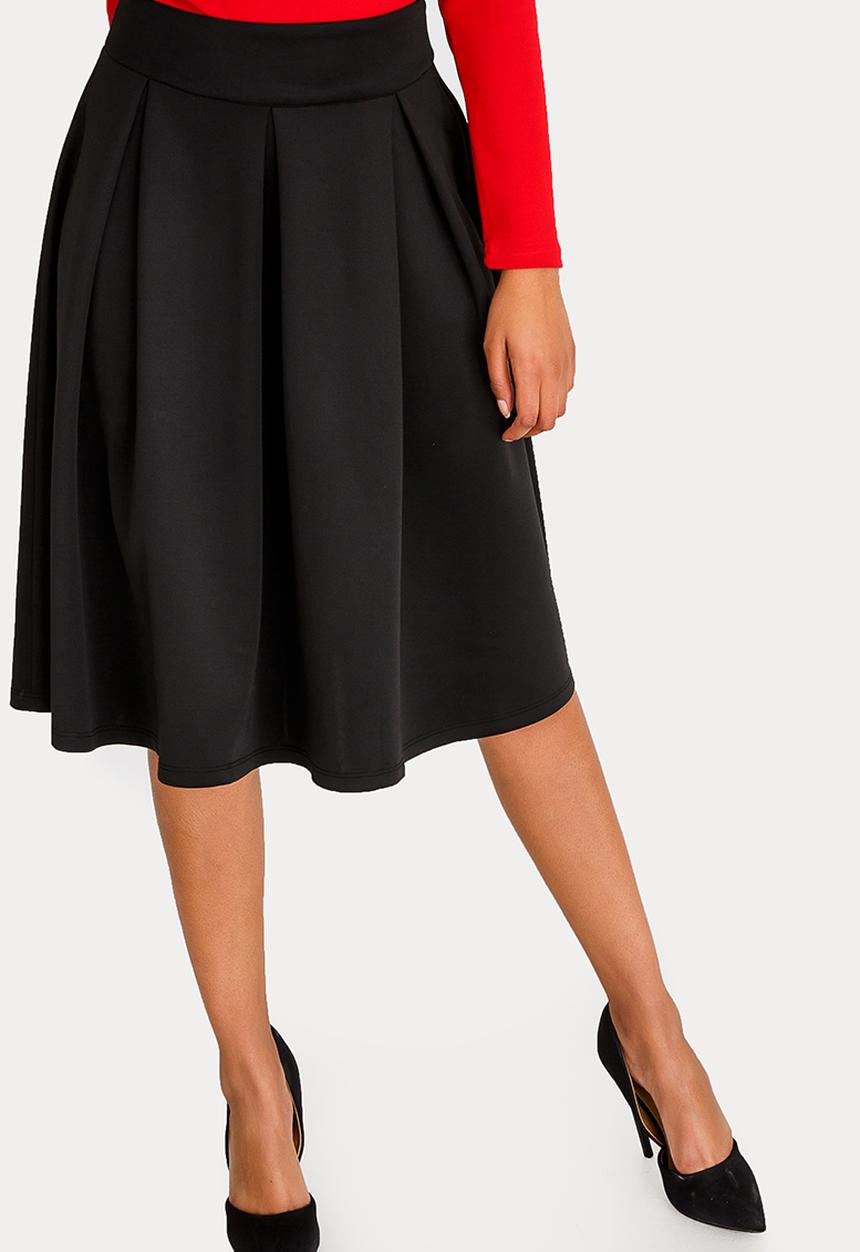 STYLE REPUBLIC - Fit And Flare Volume Midi Skirt Black