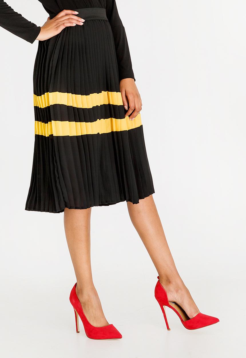 STYLE REPUBLIC - Pleated Midi Skirt Black