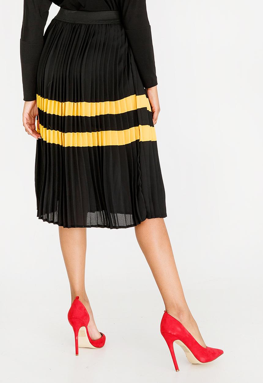 STYLE REPUBLIC - Pleated Midi Skirt Black