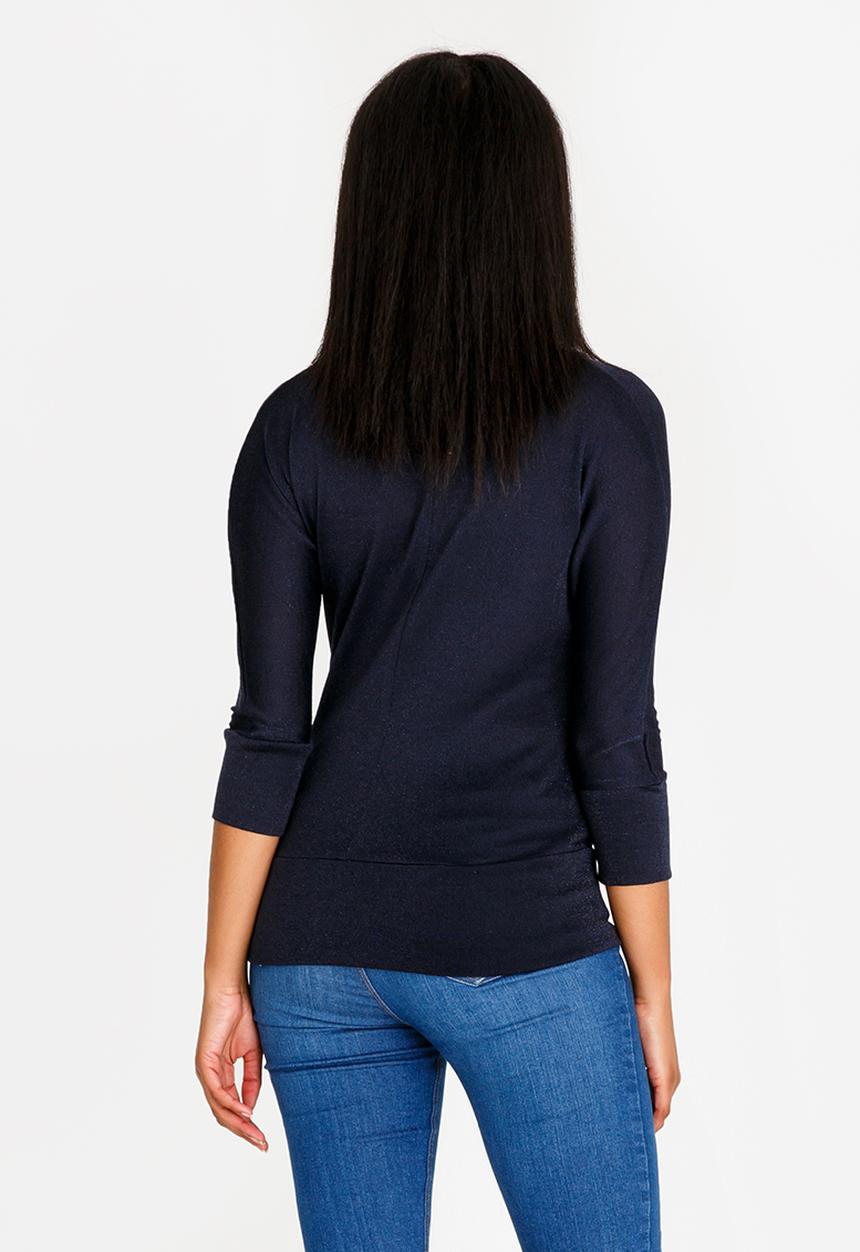 c(inch) - Lurex 3/4 Sleeve Top Navy