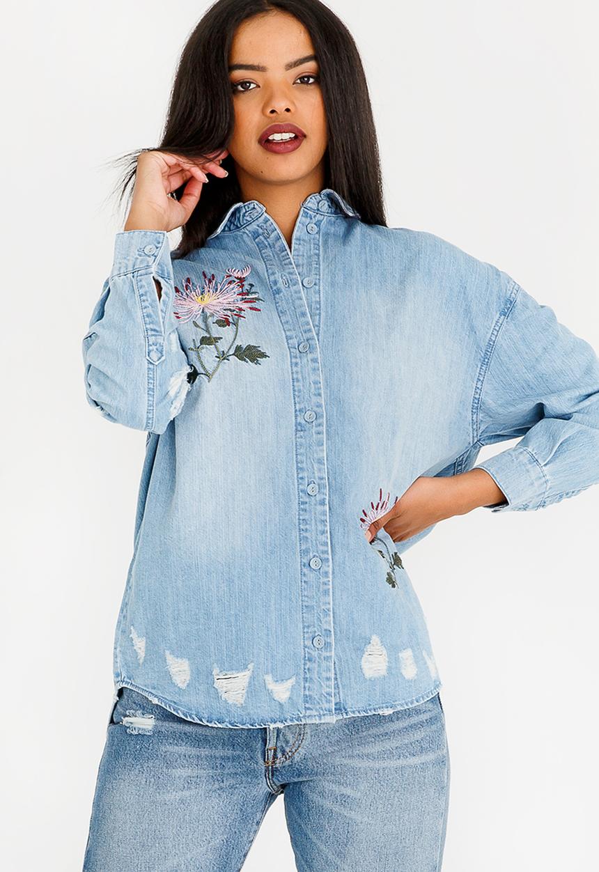 ONLY - Flora Oversized Shirt Blue