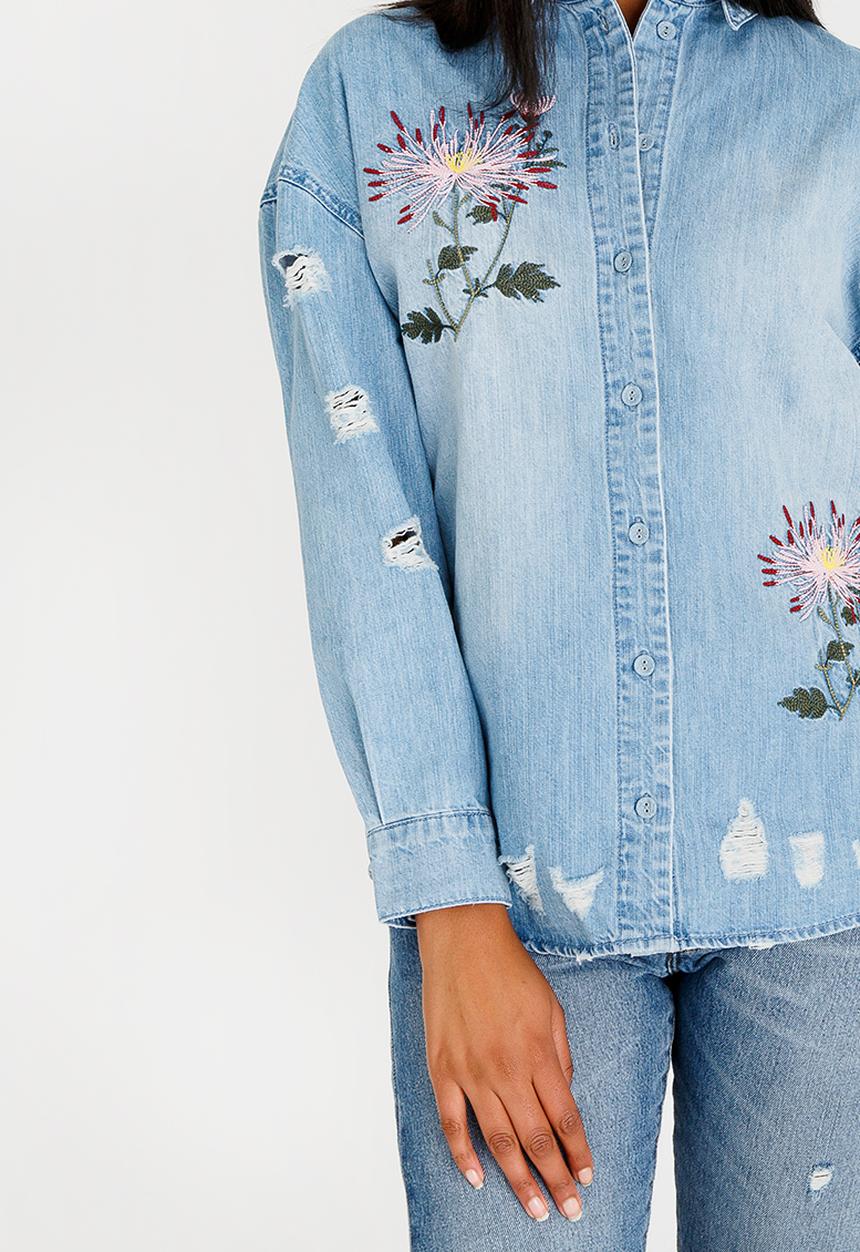 ONLY - Flora Oversized Shirt Blue