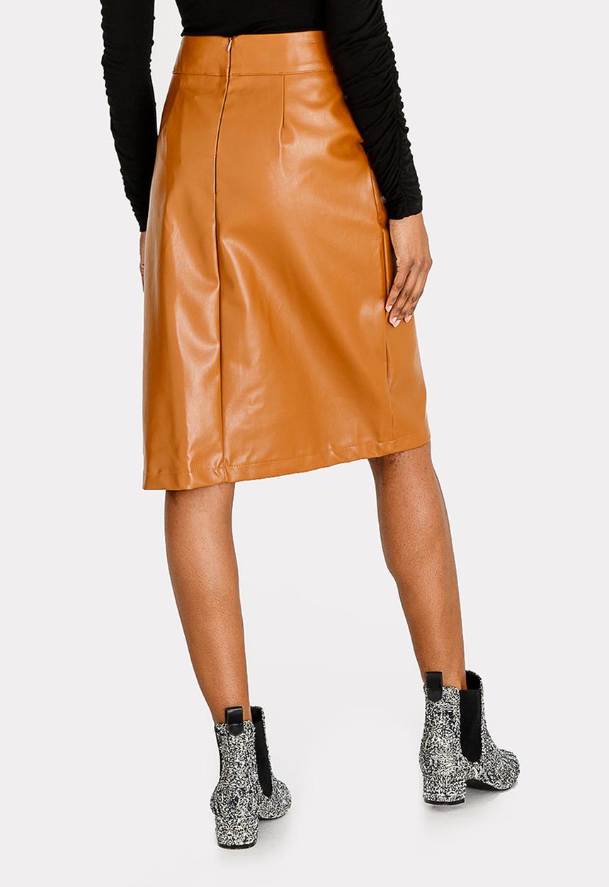 STYLE REPUBLIC - Belted Faux Leather Skirt Tan