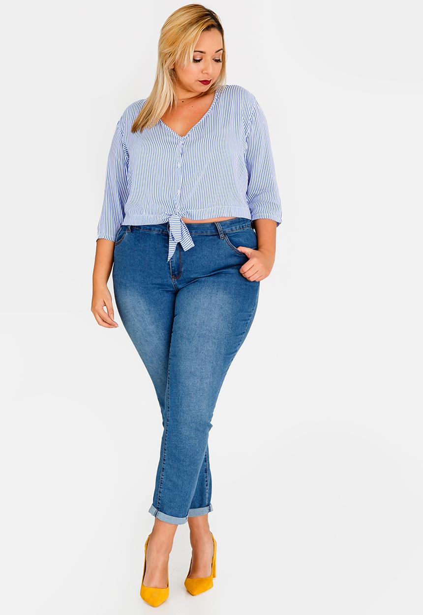 STYLE REPUBLIC PLUS - Front Tie Top - blue