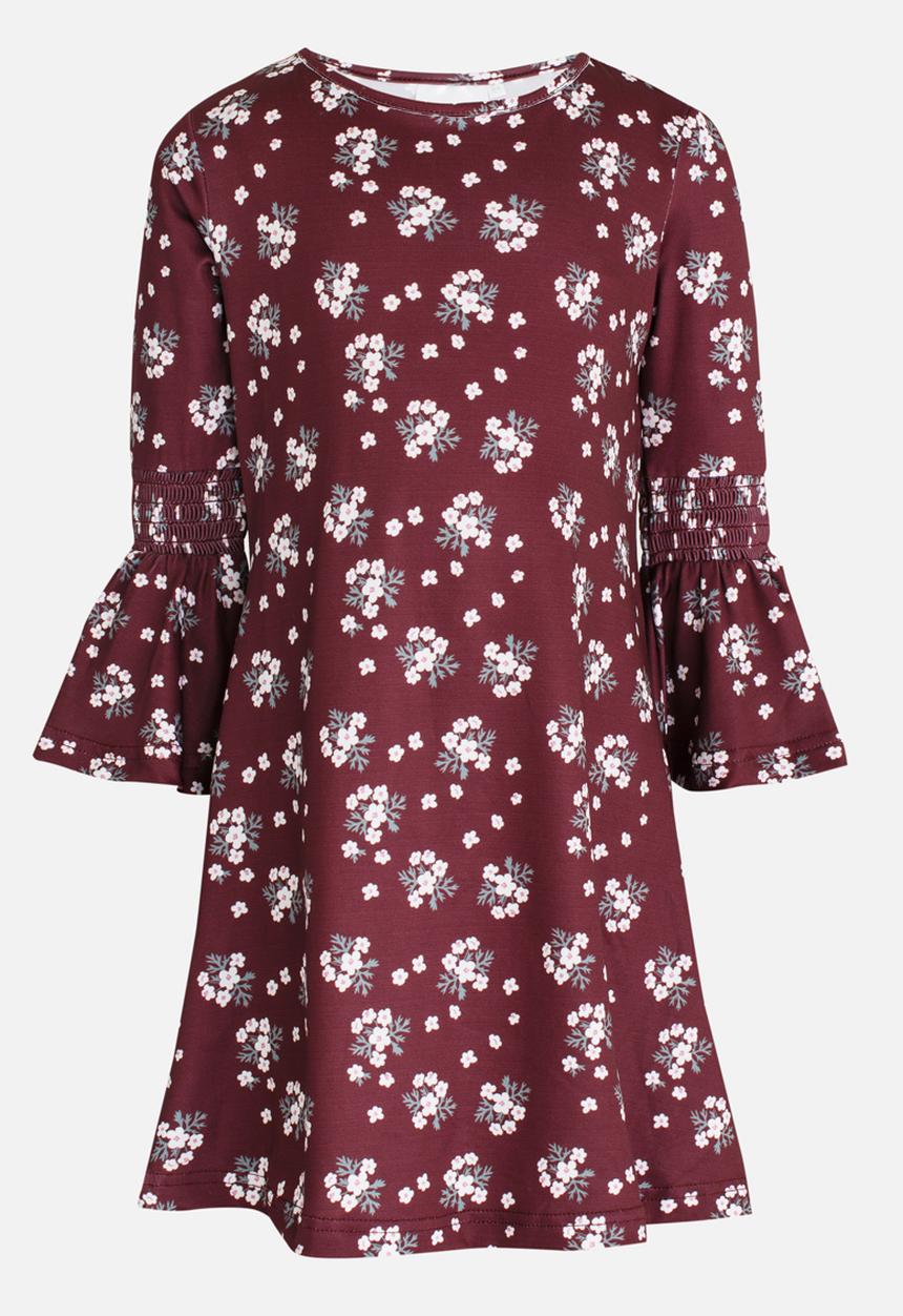 See-Saw - Flute Sleeve Swing Dress Multi-colour