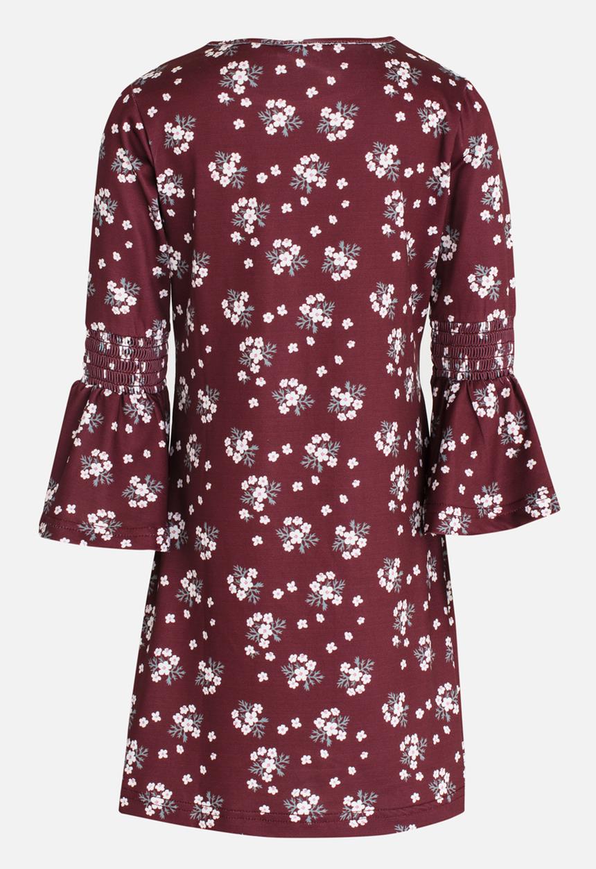 See-Saw - Flute Sleeve Swing Dress Multi-colour