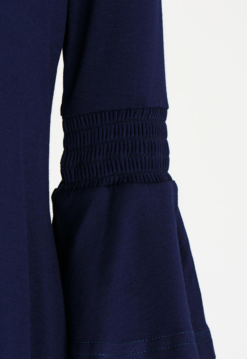 See-Saw - Flute Sleeve Swing Dress Navy