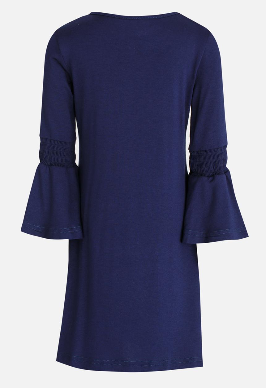 See-Saw - Flute Sleeve Swing Dress Navy