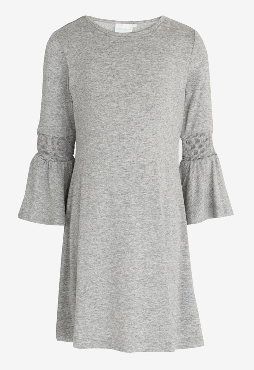 See-Saw - Flute Sleeve Swing Dress Grey Melange