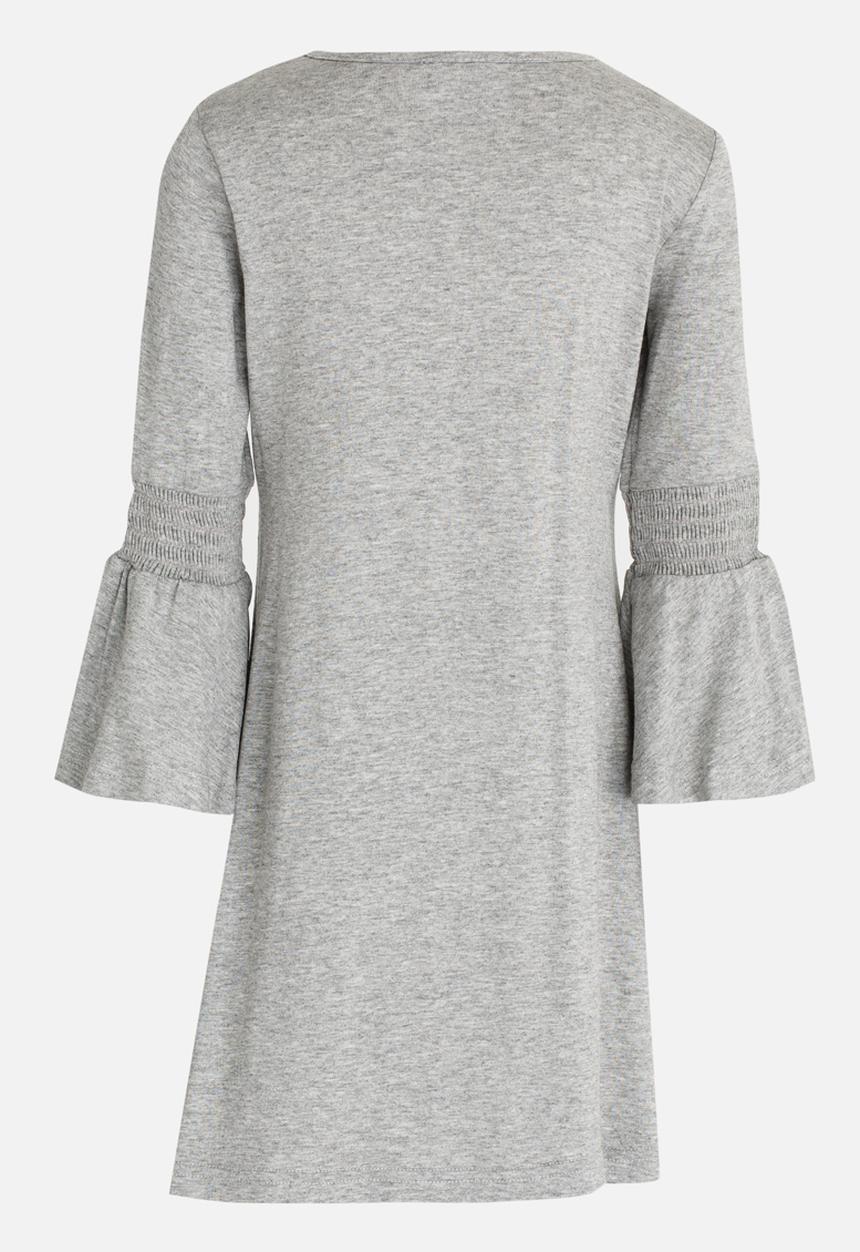 See-Saw - Flute Sleeve Swing Dress Grey Melange
