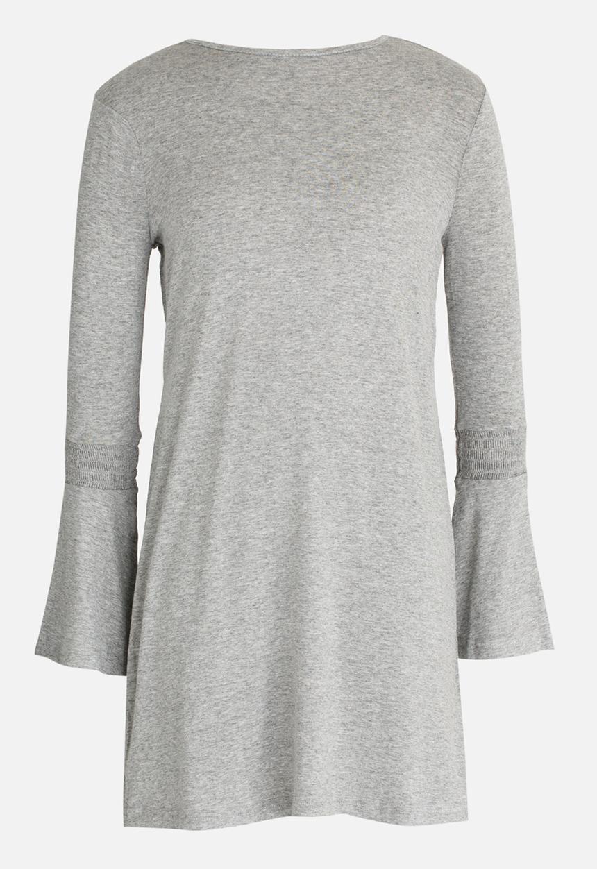 Rebel Republic - Flute Sleeve Swing Dress Grey Melange
