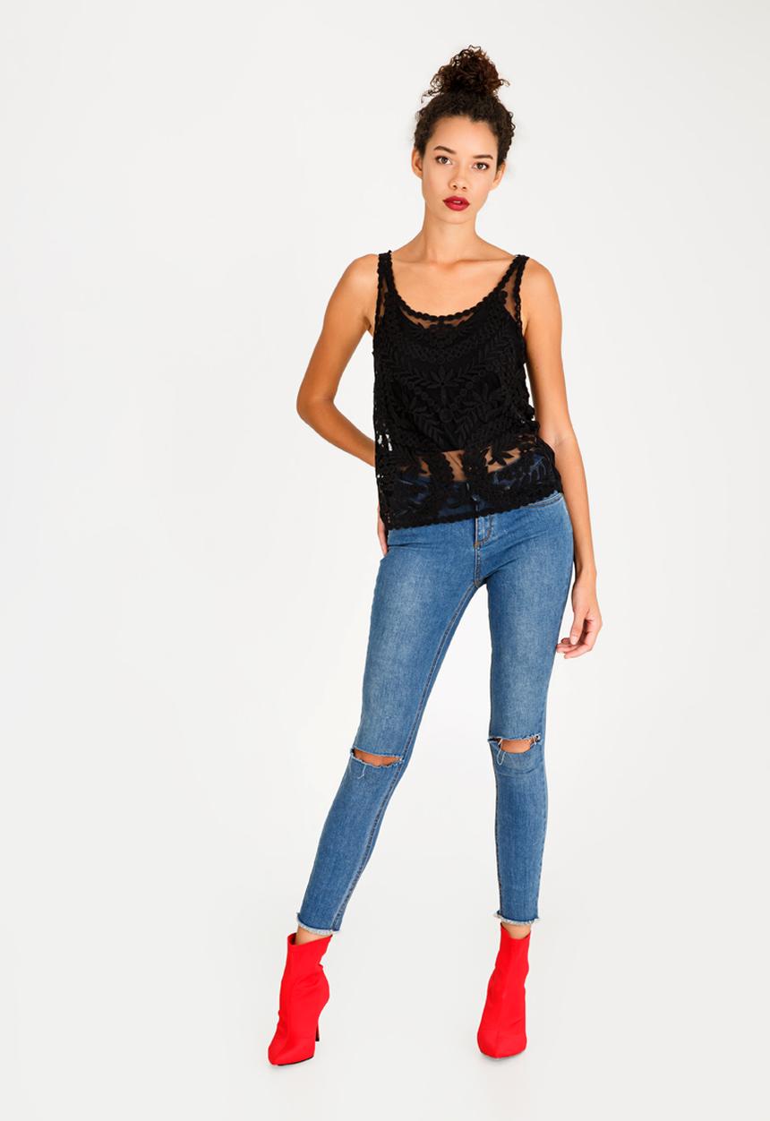 STYLE REPUBLIC - Crochet Detail Top Black