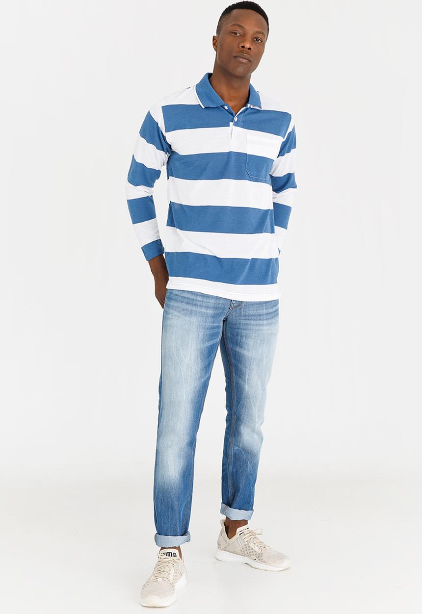 STYLE REPUBLIC - Broad Stripe Golfer Dark Blue