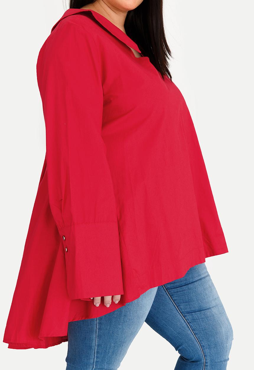 STYLE REPUBLIC PLUS - Hi Low Tunic with Longsleeve Red