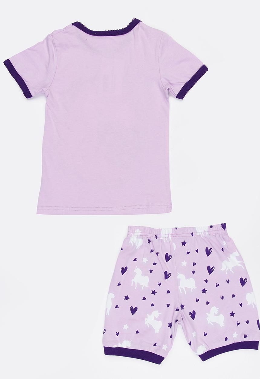Pop Candy - Short Sleeve Printed Pj Set - Mid Purple