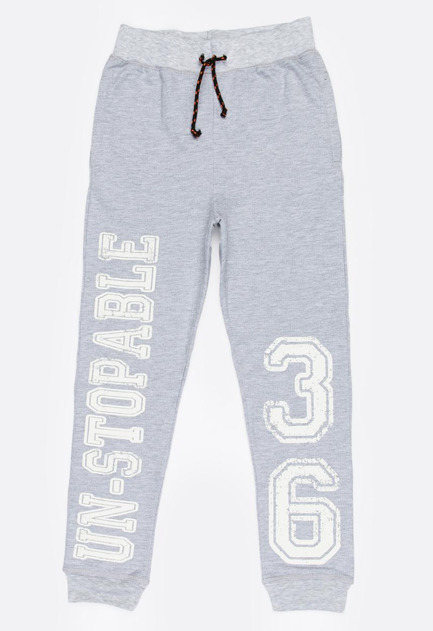 Rebel Republic - Printed Sweat Pants Grey Melange