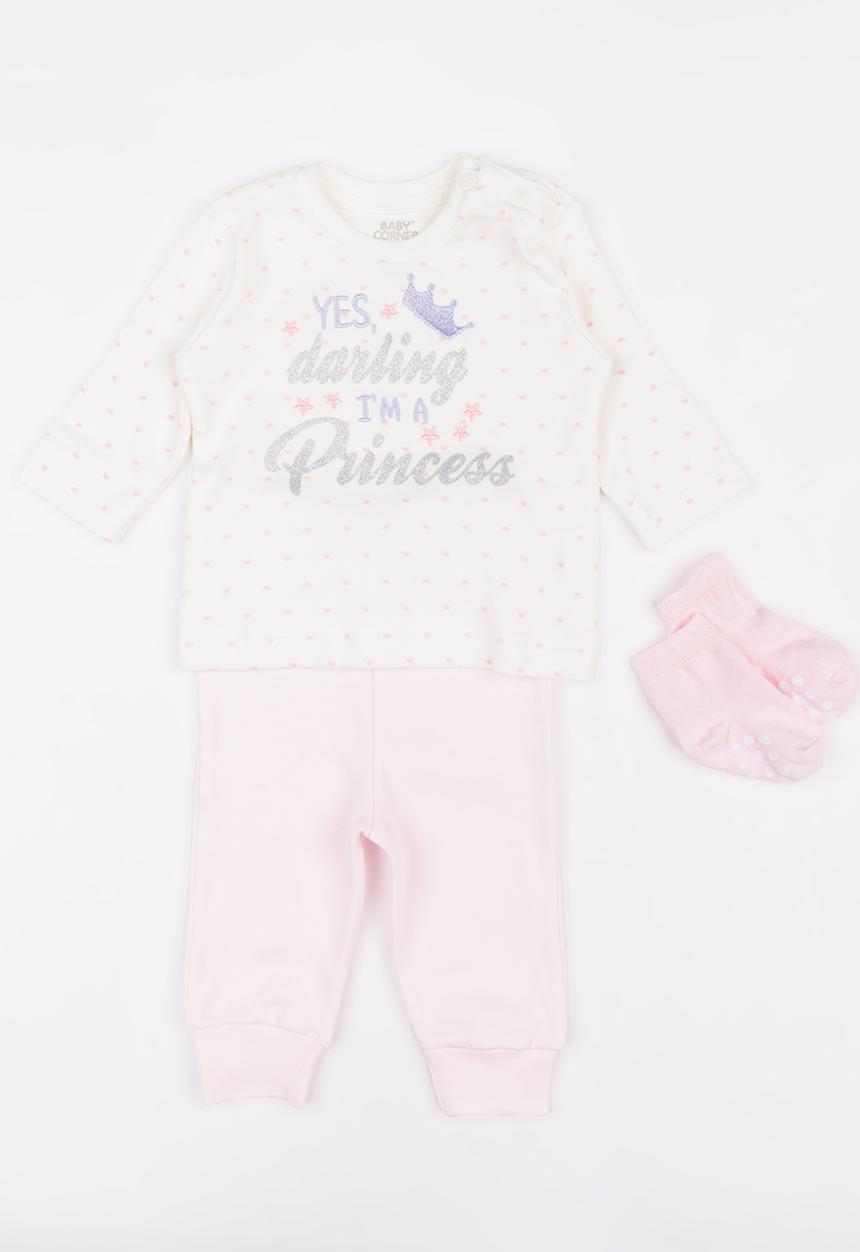 Baby Corner - Little Princess 3 Pack Pj Set Pale Pink