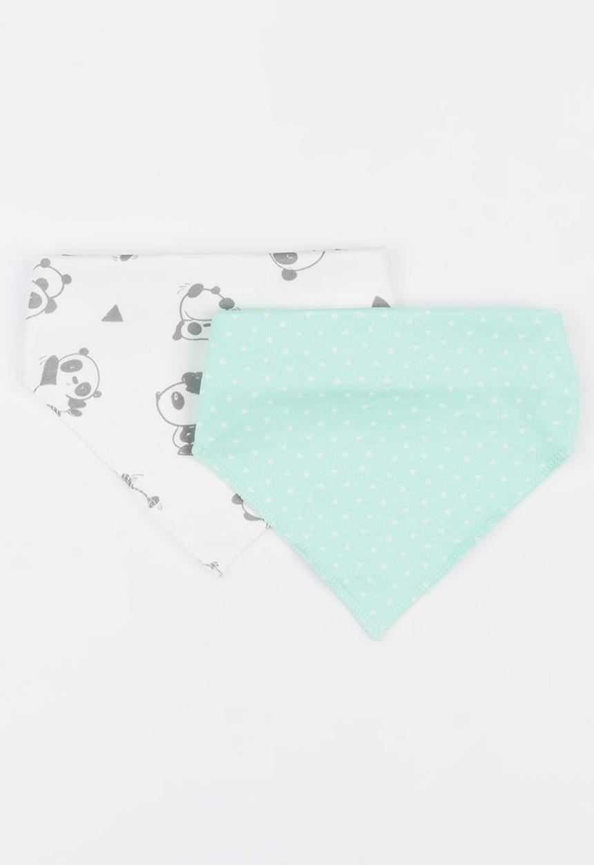 Baby Corner - 2 Pack Panda Patern Bibs Grey