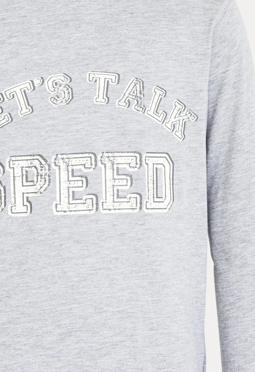 Rebel Republic - Printed slogan hooded tee - grey 