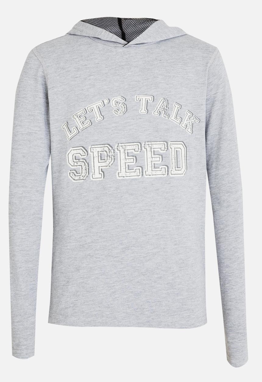 Rebel Republic - Printed slogan hooded tee - grey 