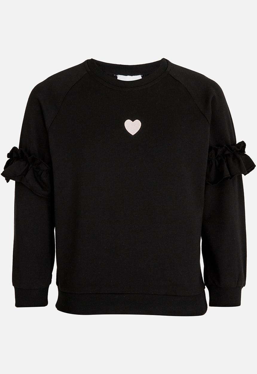 Pop Candy - Sweat Top with Frill Detail Black