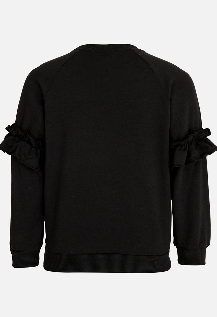Pop Candy - Sweat Top with Frill Detail Black