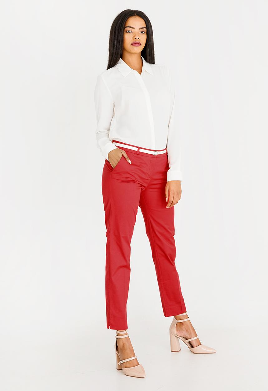 edit - Straight Cut Pants with Belt Red