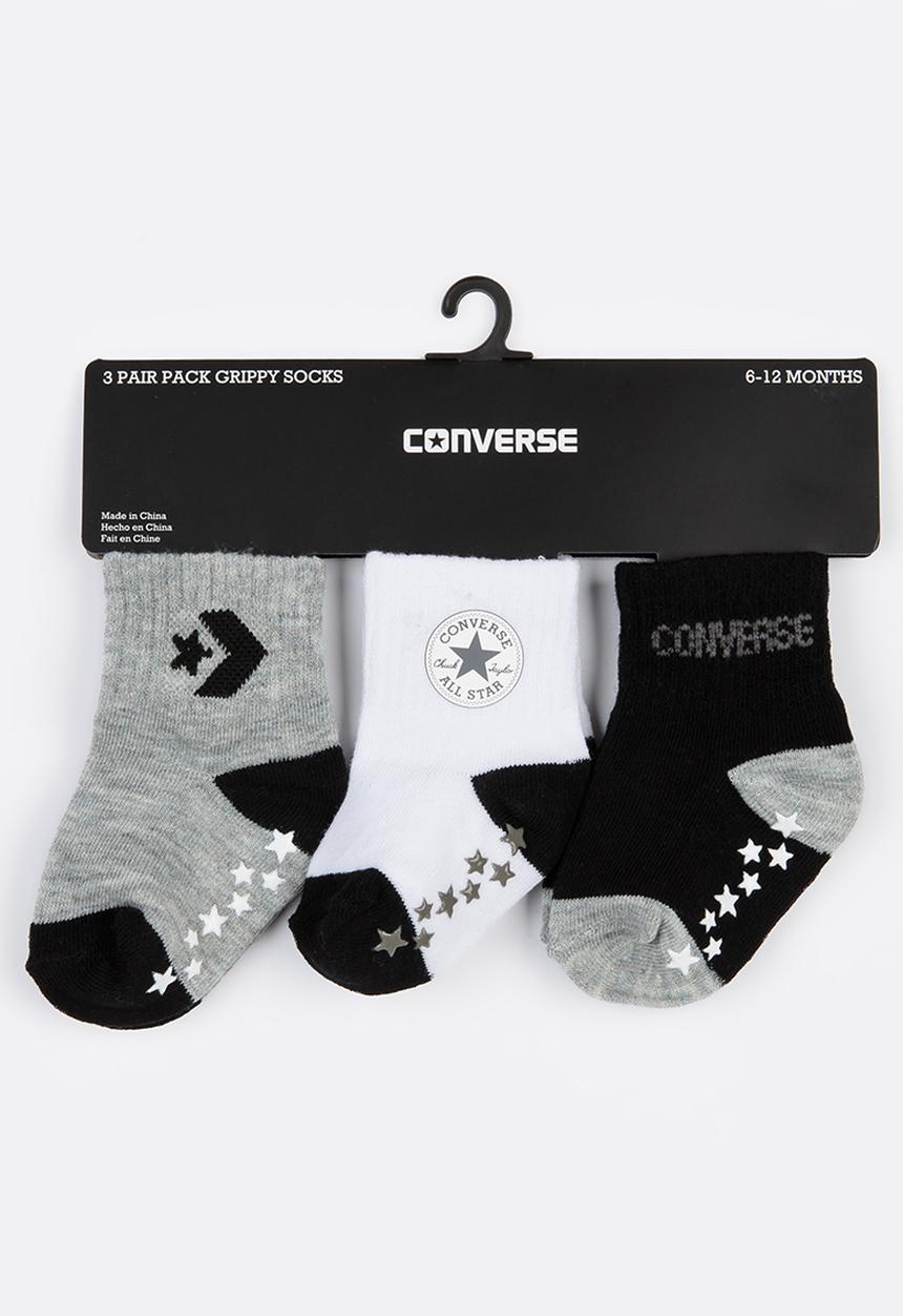 Converse - 3 pack gripper socks Black