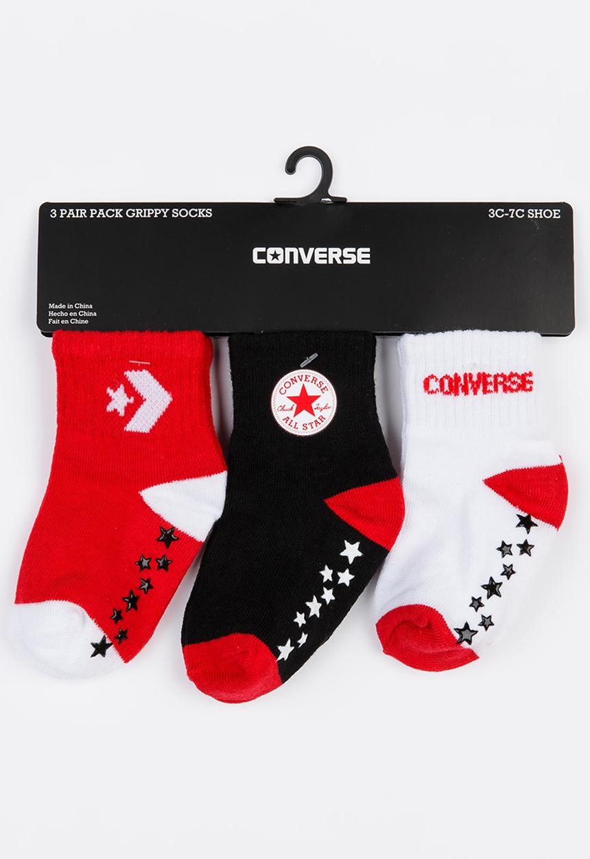 Converse - 3 pack gripper socks Red