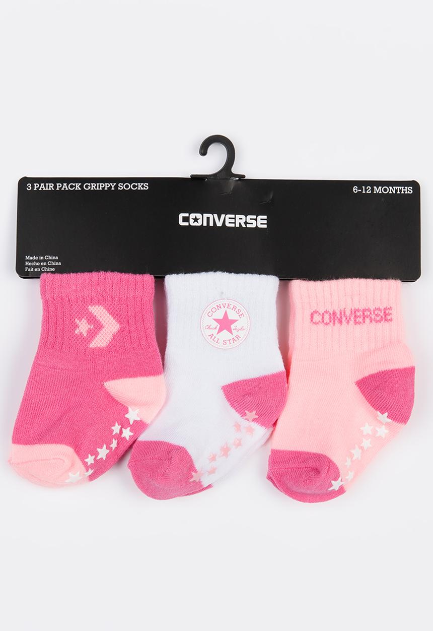 Converse - 3 Pack gripper socks mid - pink